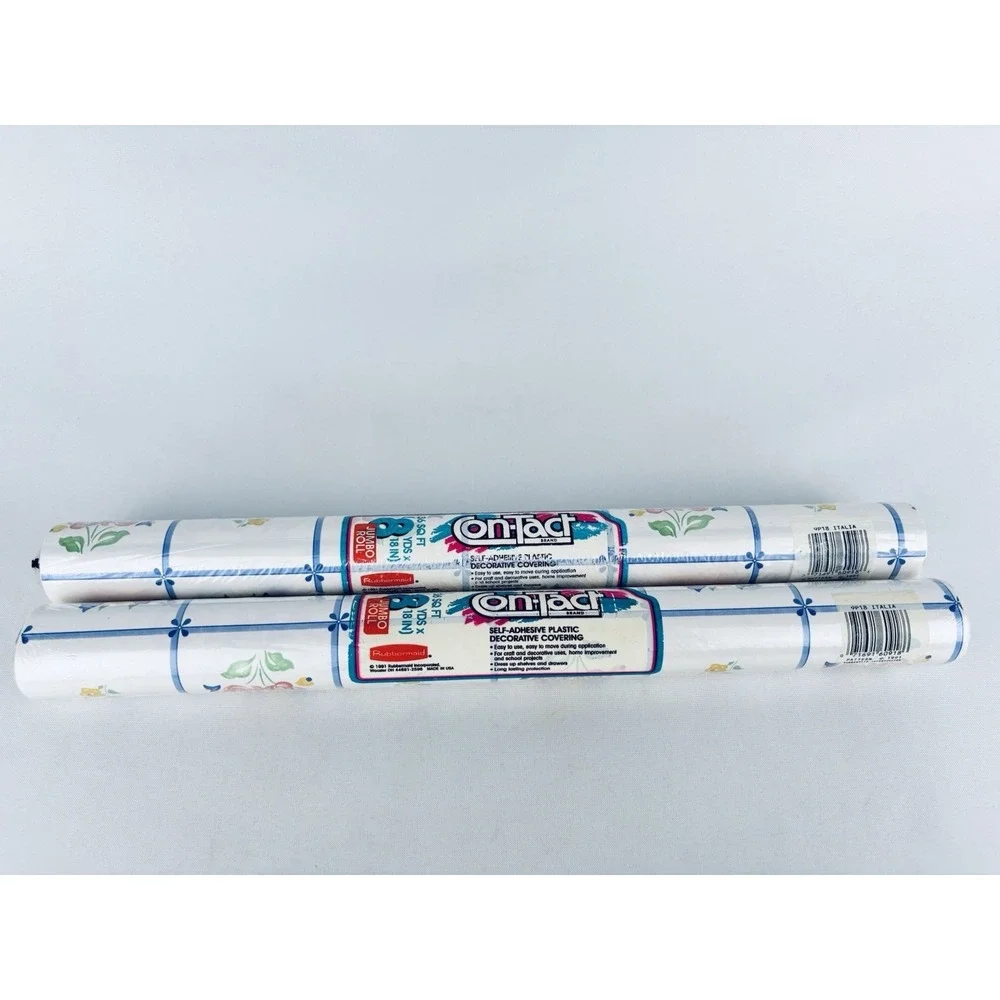 Vintage 90s Con-Tact Brand Contact Floral  Shelf Liner - Lot Of 2 Rubbermaid